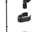 Pyle Adjustable Height Microphone Stand, 36.2" - 63.7 Inches Universal Mic Holder, Compact Design, Sturdy and Lightweight, Ideal for Studio and Concerts, With Mic Clip, Rubber Base (Black)