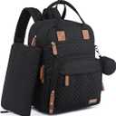 iniuniu Diaper Bag Backpack, 4 in 1 kit Large Unisex Baby Bags for Boys Girls, Waterproof Travel Back Pack with Pouch, Black