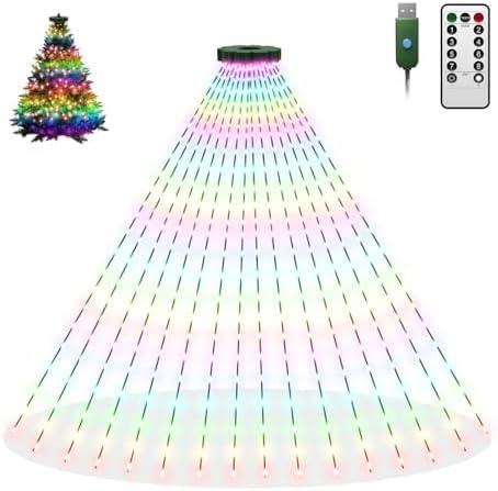 btfarm Christmas Tree Lights with Remote, 6.6FT 400 LED USB Plug in Fairy Xmas Light for 5-7FT Tree, Timer Dimmable Waterproof 8 Mode Cascading Twinkle Lights for Indoor Outdoor Decor, Multicolor