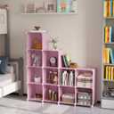 AWTATOS Cube Storage Organizer Protable Closet Organizers and Storage for Kids DIY Stackable 12 Cube Storage Shelves Clothes Organizer for Bedroom, Home, Pink