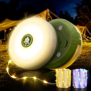 OGERY 2-Pack Camping String Lights, 4 in 1 Quick Storage 32.8FT Rechargeable Tent Lights String with 8 Lighting Modes, Hanging Waterproof Portable LED Lamp for Outdoor Patio Awning Party Essentials (Green)
