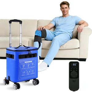 Ice Machine for Knee After Surgery, Cold Therapy Machine for Knee Replacement, Portable Ice Therapy Machine with Wheels, Handle for Pain Relief - Unisex for Men/Women (Blue)