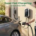 Fullwatt Level 2 EV Charger 50 Amp/12KW, 240V Hardwired Electric Car Charger with J1772 Connector & Display, Wi-Fi and Bluetooth Enabled Electric Vehicle Charging Stations IP65 RFID, 25FT Cable, Grey