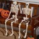 JOYIN 2PCS 36" Halloween Realistic Skeleton Decor, 3FT Full Body Stayable Movable Joints, Posable Hanging Skeletons for Halloween Decoration, Yard, Graveyard, Haunted House Props, Spooky Scene Party