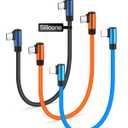 COOLSELL Short USB C to C Cable Right Angle 6inch, 1ft, 1.6ft, Silicone 60W Fast Charging Cord Type-C Compatible with iPhone 16/15 Samsung Galaxy S23 S22 Google Pixel, iPad for Power Bank/Car/Travel