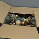 YULETIME 20-inch Christmas Wreath, Battery Operated Holiday Wreath with 20 Fairy Lights, Golden Baubles & Berries, Pine Cones, Golden Leaves, Frosted Spruce Branches and Pine Needles (Gold)