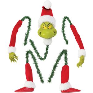 Department 56 Dr. Seuss The Grinch by Possible Dreams Decorate in a Cinch Tree Topper Set, 8 Inch, Multicolor