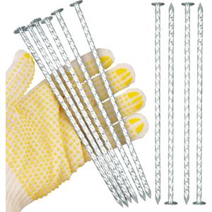 8" Heavy Duty Spiral Landscape Spikes - Solid Galvanized Metal Garden Stakes for Fixing Paver Edging, Weed Barriers, Artificial Turf, Tent and More (50)