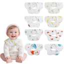 8-Pack 360 Rotate Organic Cotton Baby Bibs, Newborn Muslin Bibs For Teething And Drooling,Unisex Baby Bibs For Toddler, Adjustable With Snaps, Super Soft & Absorbent Baby Bibs For Boys And Girls.