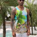 Goodstoworld Mens 3D Tank Top Novelty Graphic Breathable Quick Dry Sleeveless Beach Shirt S-4XL (L)
