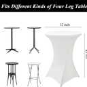 4Pack White Cocktail Table Cover 32x43 Inch Fitted Stretch Cocktail Tablecloth for Round Table Top Cover High Top TableCloths for Party Bar Pub Wedding Banquet