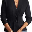 GRACE KARIN Women Cardigan Sweaters 2025 Fall,Long Sleeve Cropped Sweater Coat Trendy,Button Front Peplum Tops Lightweight (X-Large, Black)
