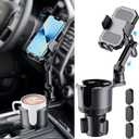 Cup Holder Phone Mount for Car, Adjustable Height Long Neck Cell Cradle with Expandable Base, Car Truck Interior Accessories Compatible iPhone Samsung Most Smartphones and Drink Bottles