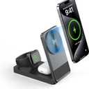 3 in 1 Wireless Charging Station,15W Fast Charger for iPhone 17/16/15/14/13/12 Series, Apple Watch, AirPods Portable Travel Dock for Apple Devices