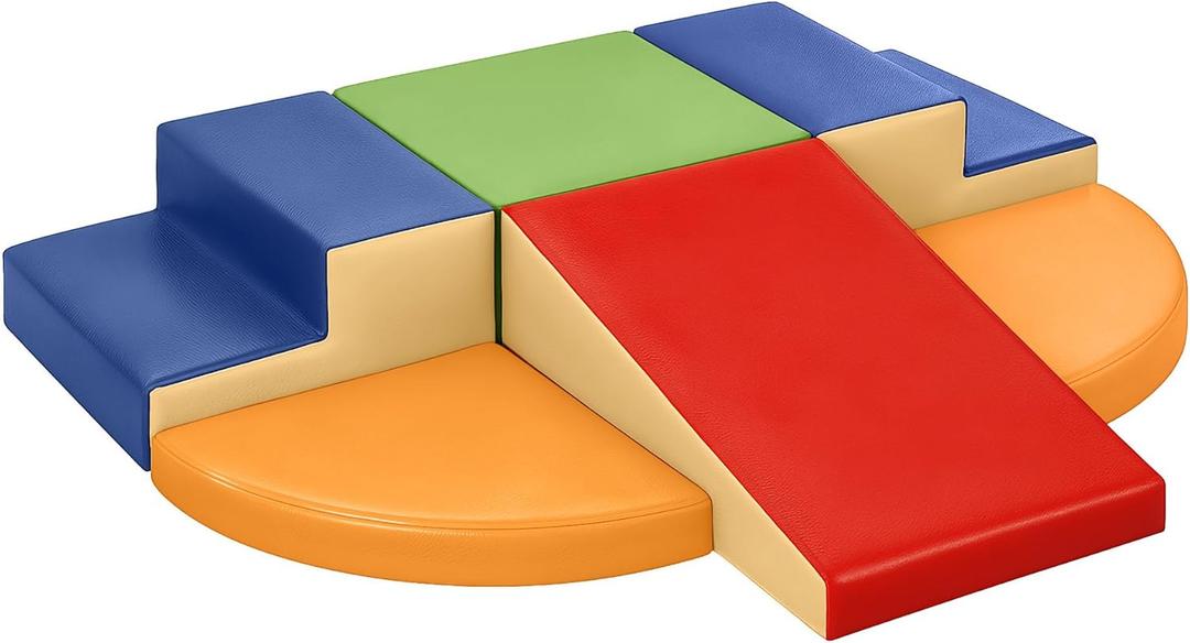 6-Piece Soft PU Leather Toddlers Climbing Toys, Baby Foam Climbing Blocks for Toddlers, Foam Play Gym Climber Structures for Toddler 3, Indoor Climb and Crawl Activity Play Set