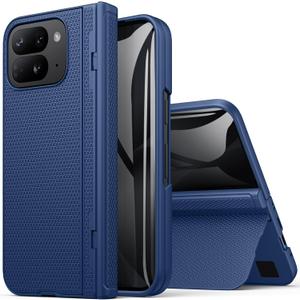 BXYJY for Google Pixel 10 Pro Fold Case, Slim with Stand, Front Privacy Screen Protector, Hinge Protection, Full Body Rugged Hard Cover, Shockproof Protective Phone Case for Pixel 10 Pro Fold, Blue