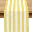 Yellow and White Cabana Striped Table Runner Birthday Party Decoration Baby Shower Dining Room Home Kitchen Table Decor (Yellow, 13" x 72")