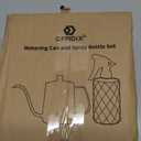 OFFIDIX Watering Can for Indoor Plants,Long Spout Metal Stainless Steel 21 oz/600 ml Watering Can with 14 oz/400ml Glass Plant Mister Spray Bottle for Plant Bonsai, Black Watering Can + Grey Spray Bottle