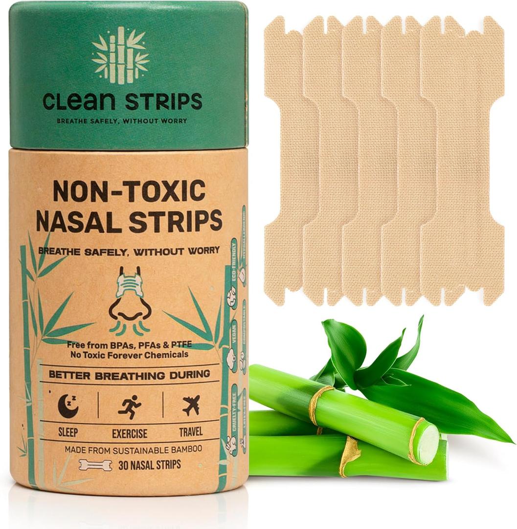 Nasal Strips for Snoring, Congestion & Sleeping  Natural & Bamboo FiberMade Nose Strips for Breathing  Snore Stopper & Sleep Aid to Improve Breathing  PFAsFree Nose Tape for Sleeping  30pcs