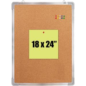 Cork Board 18x24 in, Framed Wall Hanging Bulletin Board with 10 Thumb Tacks