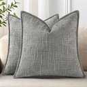 decorUhome Chenille Throw Pillow Covers 20x20 Set of 2, Soft Textured Slubby Modern Decorative Pillow Covers with Elegant Design for Couch, Sofa, Living Room, Grey