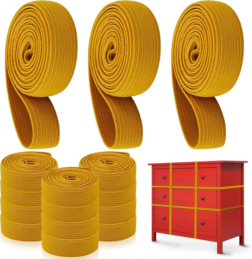 12 Pcs Extra Large Moving Rubber Bands 25" for Furniture Strength Elastic Moving Bands for Mover Packing Pallet Blanket Boxes Supplies (Yellow)