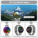 Smart Watches for Men Women, 1.43'' AMOLED Touchscreen Smartwatch for Android & iPhone, 150+ Sports Modes, Waterproof Fitness Tracker, Heart Rate/SpO2/Stress/Sleep Monitor, 2 Bands, Silver