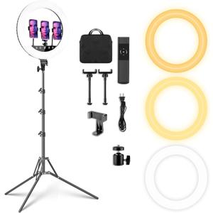 18 Inch LED Ring Light with 70" Tripod, Professional 3000K-6000K Adjustable Brightness & Color Temperature, 55W CRI95, with Phone Holder for Live Streaming, YouTube, TikTok, Photography, Makeup