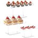 3 Pcs Dessert Table Display Set, Clear Acrylic Buffet Risers Serving Trays for Cupcakes Pastry Cookie, Tiered Stand for Wedding Birthday Party Baby Shower