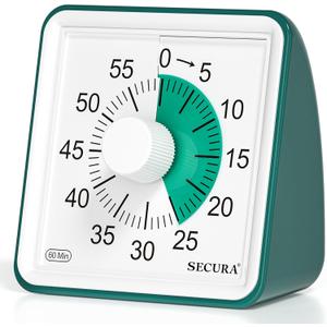Secura 60-Minute Visual Timer, Classroom Timer, Countdown Timer for Kids and Adults, Time Management Tool for Teaching (Dark Green & Dark Green)