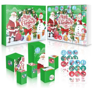 2025 Christmas Advent Calendar Box Set DIY - 24 Days of Surprise Gift Boxes to Fill for Kids, Family & Friends - Green