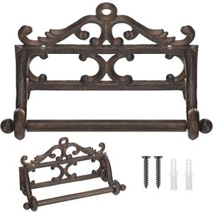 1pcs Vintage Iron Toilet Paper Roll Holder Cast Rustic Wall Tissue Holder Wall Mounted Roll Paper Decor for Kitchen and Bathroom European Vintage Design (Classic)