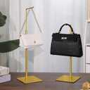 2PCS Handbag Display Stand, Purse Holder Gold Metal Tall Hanging-hook Display Stands for Bag or Necklace Table Display Organizer with Stable Square Base