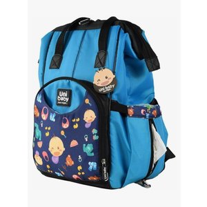 Uni Baby Diaper Bag, Mommy and Baby Stuff Backpack with Fun Prints, Pink and Black (Blue)