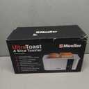 Mueller UltraToast Full Stainless Steel Toaster 4 Slice, Long Extra-Wide Slots for Bagels and Waffles, 6 Browning Levels, LED Display, Cancel/Defrost/Reheat Functions & Removable Tray, Kitchen Gadgets