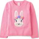 Gymboree Girls and Toddler Long Sleeve Embroidered Crew Neck Pullover Sweater (12-18 Months, Pink Bunny)
