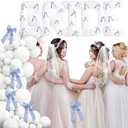 White Bride Balloons 40 inch with Ribbon Bows, Bachelorette Bride To Be Embroidered Veil, White Headpiece, Bachelorette Party Decor, Wedding Party, Engagement Party, Bridal Photo Booth