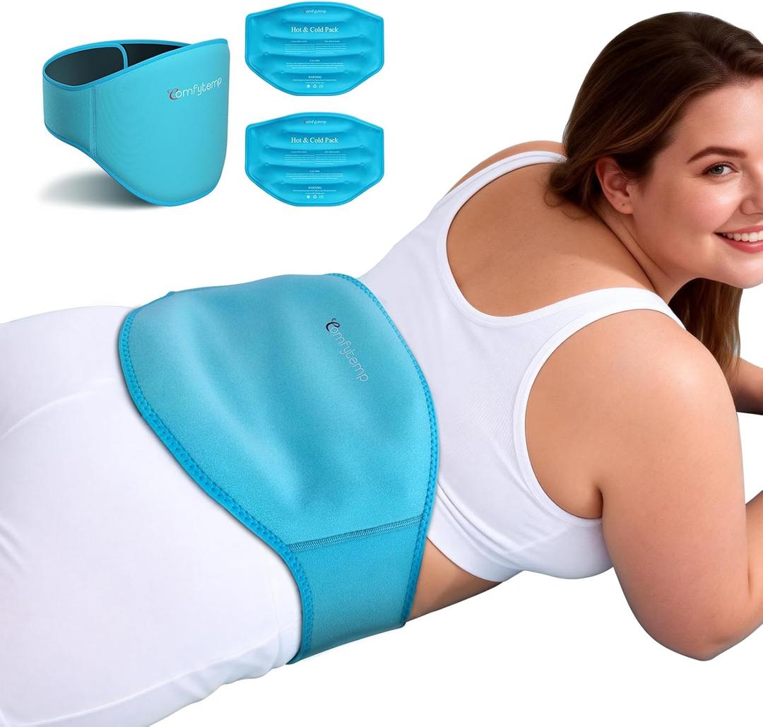 Comfytemp Extra Large Back Ice Pack for Lower Back Pain, Sciatica Relief, Reusable Hot Cold Therapy Wearable Gel Pack Wrap for Injuries, Surgery Recovery, Herniated Disc, FSA Eligible HSA, 2 Gel Packs