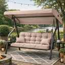 Porch Swing Cushions, Waterproof & Fade Resistant Outdoor Swing Cushion 55 Inch, Swing Cushions 3 Seater Replacement for Outdoor Furniture, Patio, Garden (Khaki, 55 x 40 inch)