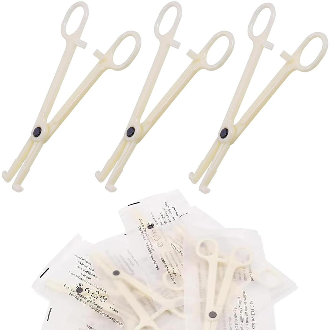 Disposable Piercing Clamps - Lyuxzad 25Pcs Piercing Forceps Rounded Slotted Septum Clamps Septum Forceps for Lip Labret Eyebrow Navel Tongue Belly Ear Nose Piercing Kit Piercing Tools