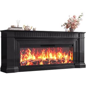PRAISUN 70'' Fireplace TV Stand with 48'' Electric Fireplace 