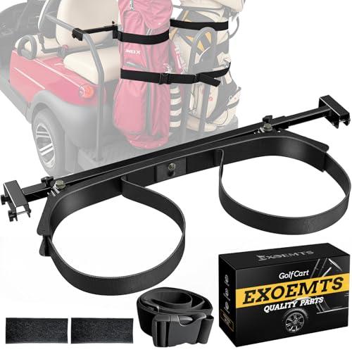EXOEMTS Heavy Duty Upgraded Golf Cart Bag Holder, Adjustable Rear Seat Bracket for 2+2 Golf Cart with 1" Square Tube, No Drilling Bag Holder Attachment for Club Car, EZGO, Yamaha, Include Hook & Loop