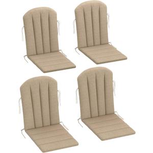 Outsunny Adirondack Chair Cushion Set of 4, Outdoor Chair Cushions with Ties, 25D High-Density Foam, High Back Patio Chair Cushions, Fade Resistant for Patio Furniture, 49" x 20" x 2", Beige