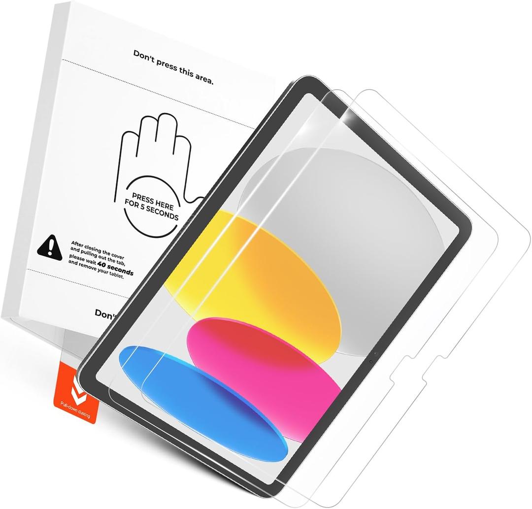 KCT 2 Pack Tempered Glass Screen Protector Compatible with iPad A16 11th Generation (2025)/ iPad 10th Generation (2022), with Bubble-free Installation Tray, HD Clear, High Sensitivity