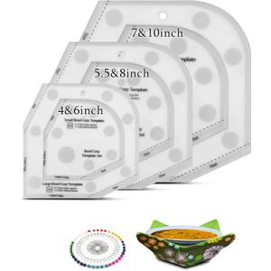 Bowl Cozy Template 3 Sizes, Bowl Cozy Pattern Template Cutting Ruler Set,Sewing Pattern and 40 Cool Pins, User Manual Included