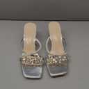 Fantoesay Women's Clear Crystal Rhinestones Strap Slip On Sandals (6)