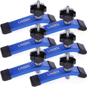 UTOOL 6 Pack T-Track Hold Down Clamps Kit with 3-1/2" T-Bolts, 6-1/3" L x 1-1/5" Width, Heavy Duty Anodized Clamps for Woodworking, Starlight Blue