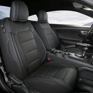 GIANT PANDA Customized Full Set Car Seat Covers Fit Ford Mustang Coupe Hardtop 2015 2016 2017 2018 2019 2020 2021 2022 2023 2024 2025- (Black) (2015-2025 Mustang Coupe)