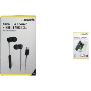 2 Pack Set  Acoustix Premium Sound Stereo Earbuds with Lightning Connector And EarBud Cleaning Kit