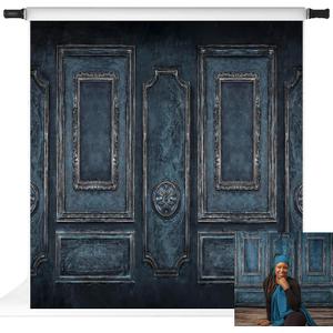 Kate Blue Vintage Wall Backdrops Retro Interior Classic Photography Backdrops Elegant Portrait Photo Studio Props, 10x10ft